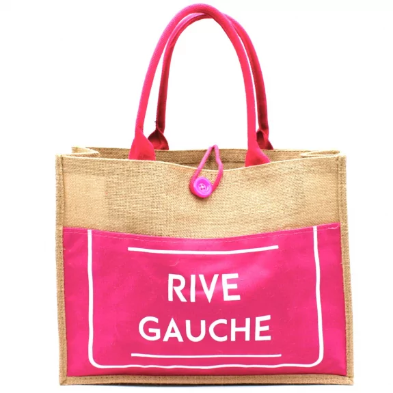 Sac cabas toile jute message rive gauche