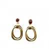 Boucles d'oreilles dorées cabochon rouge