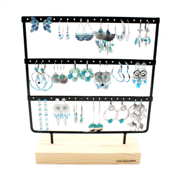 Pack de 18 boucles d'oreilles acier - ARGENTE TURQUOISE