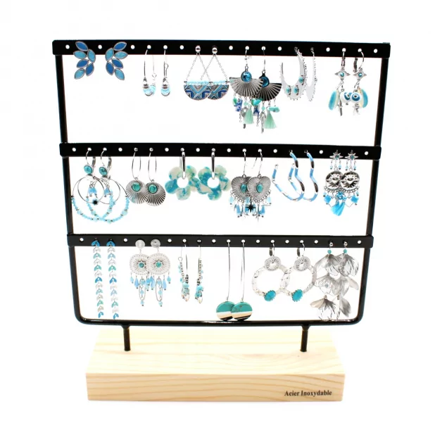 Pack de 18 boucles d'oreilles acier - ARGENTE TURQUOISE