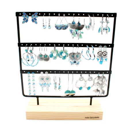 Pack de 18 boucles d'oreilles acier - ARGENTE TURQUOISE