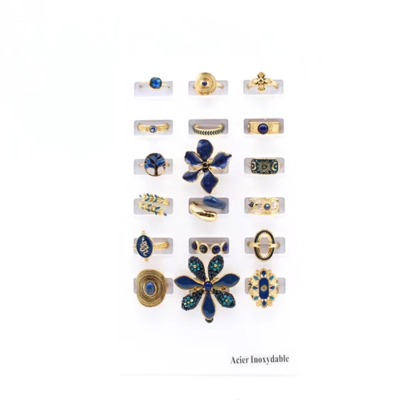 Pack 18 bagues acier inoxydable - MARINE