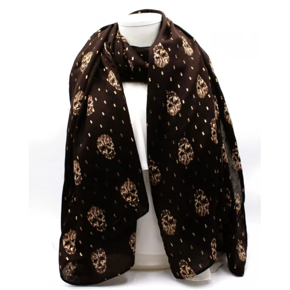 Echarpe tête de mort lurex doré