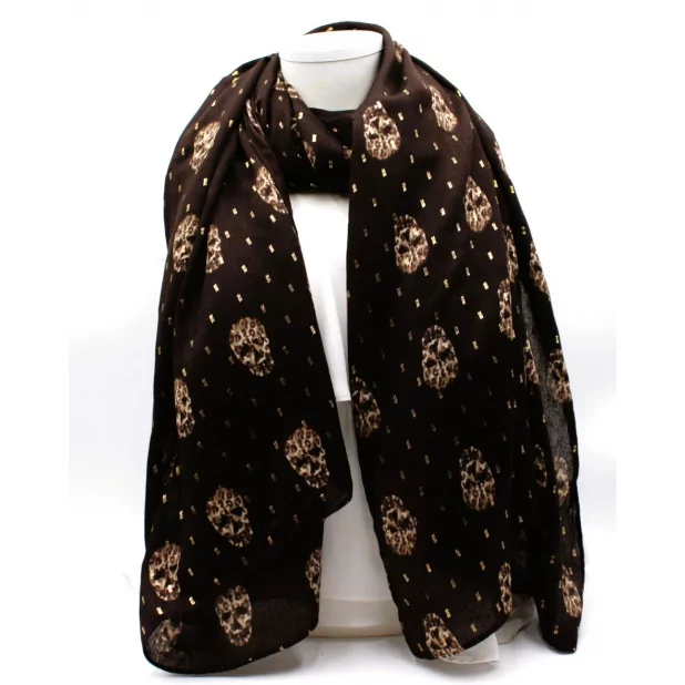 Echarpe tête de mort lurex doré