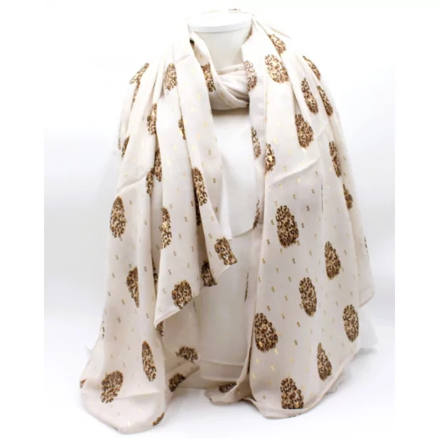 Echarpe tête de mort lurex doré