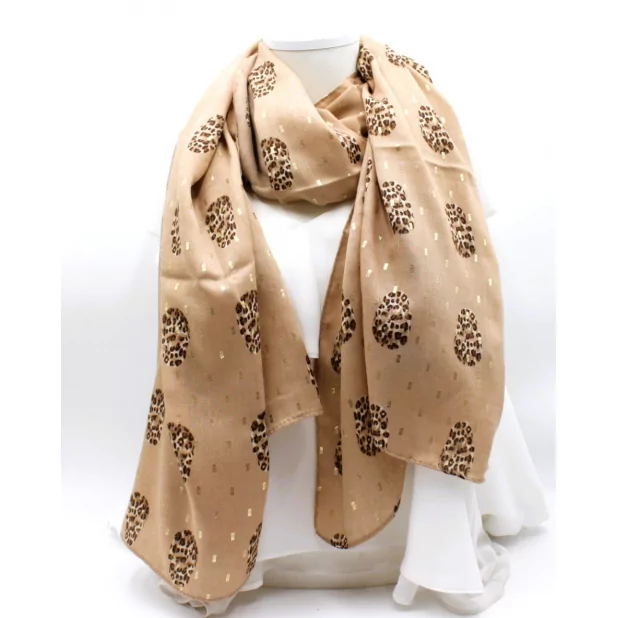 Echarpe tête de mort lurex doré