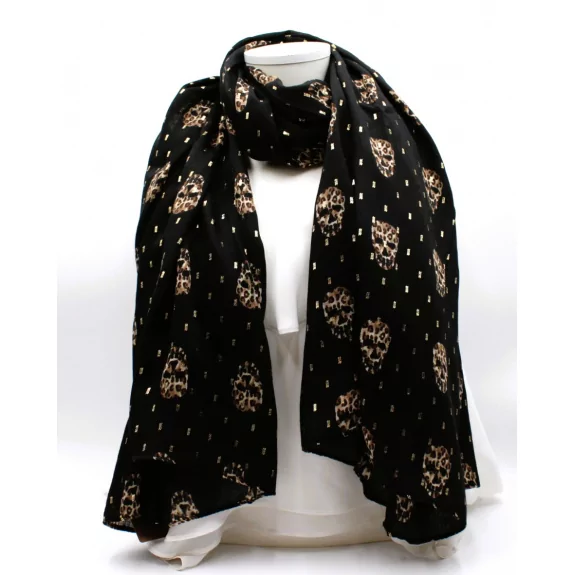 Echarpe tête de mort lurex doré