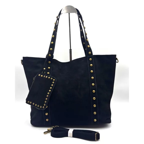 Sac cabas clouté avec porte monnaie