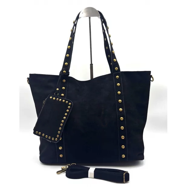 Sac cabas clouté avec porte monnaie