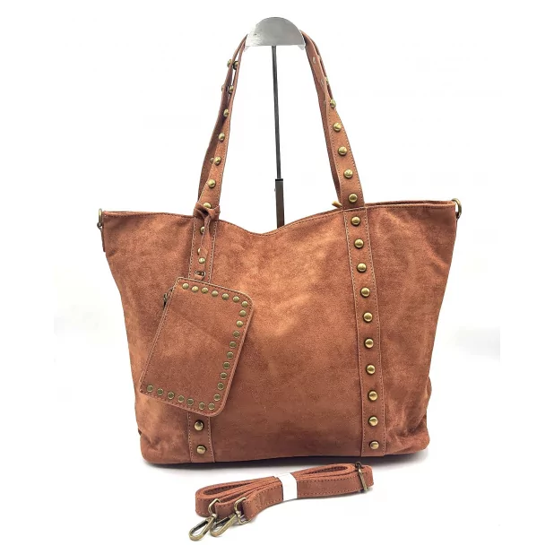 Sac cabas clouté avec porte monnaie