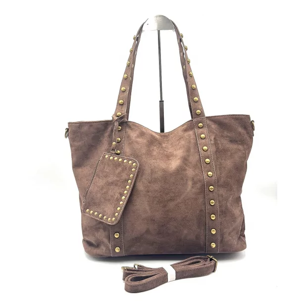 Sac cabas clouté avec porte monnaie