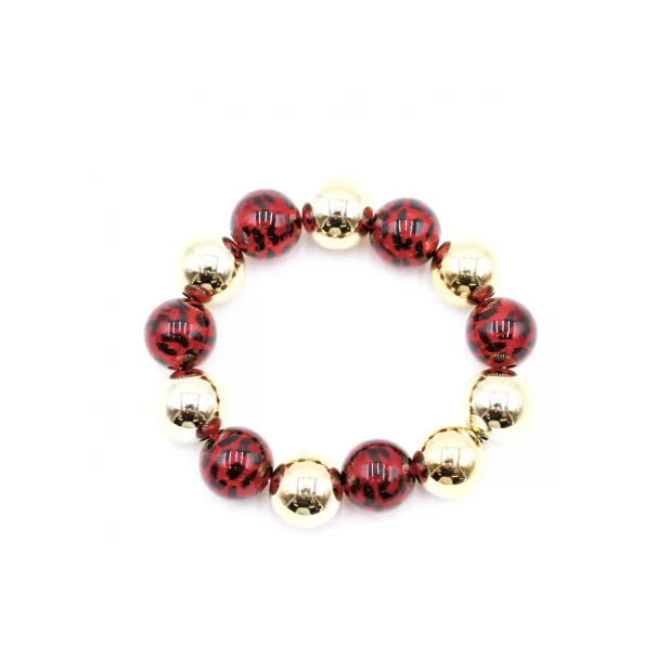 Bracelet doré avec boules léopard