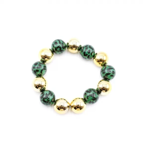 Bracelet doré avec boules léopard