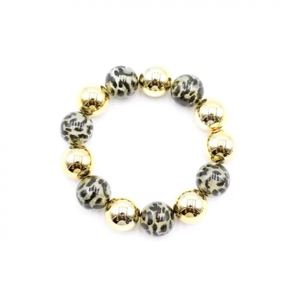 Bracelet doré avec boules léopard