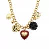 Collier acier coeur et camélia