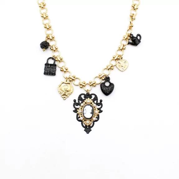 Collier acier motif camée