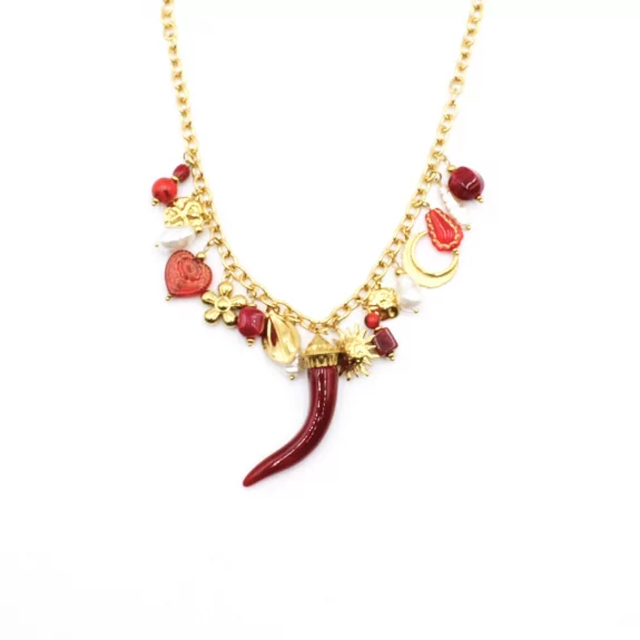 Collier acier avec motif corne