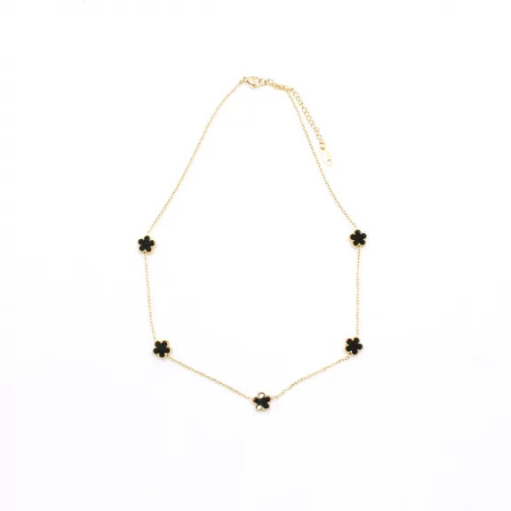 Collier tendance acier avec fleurs