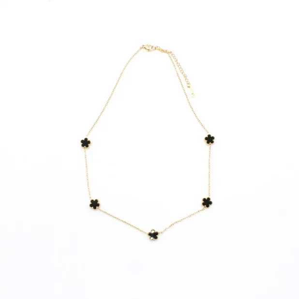 Collier tendance acier avec fleurs