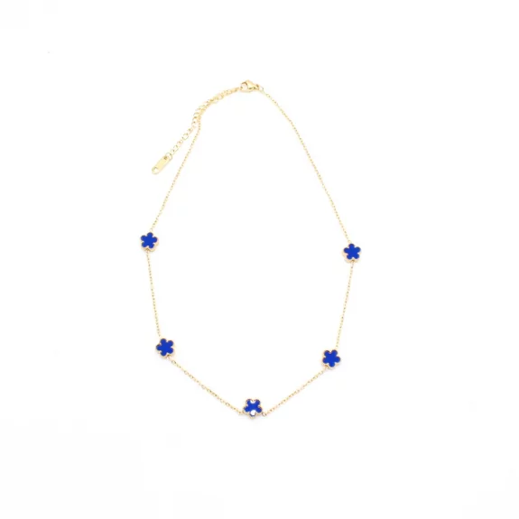 Collier tendance acier avec fleurs