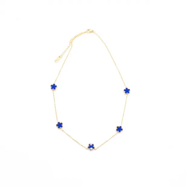 Collier tendance acier avec fleurs