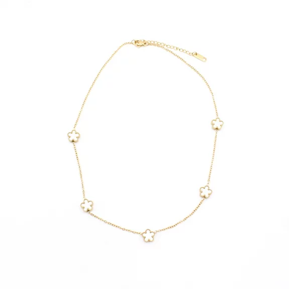 Collier tendance acier avec fleurs