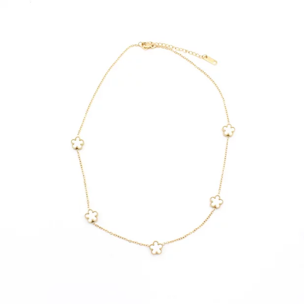 Collier tendance acier avec fleurs