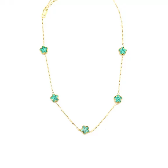 Collier tendance acier avec fleurs