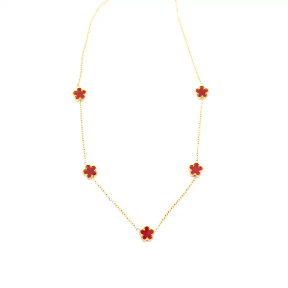 Collier tendance acier avec fleurs