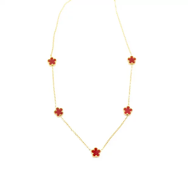 Collier tendance acier avec fleurs