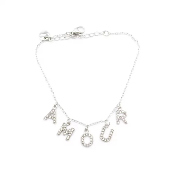 Bracelet acier message amour strass