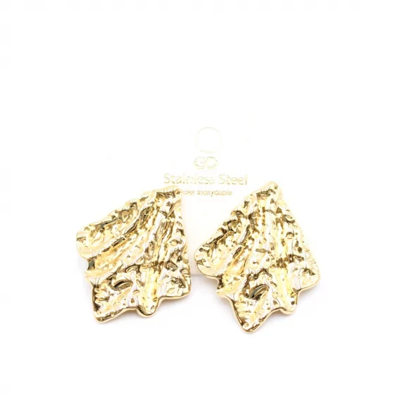 Boucles d'oreilles acier - feuille martelée
