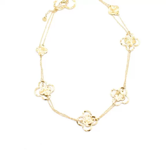 Sautoir doré en acier - fleur