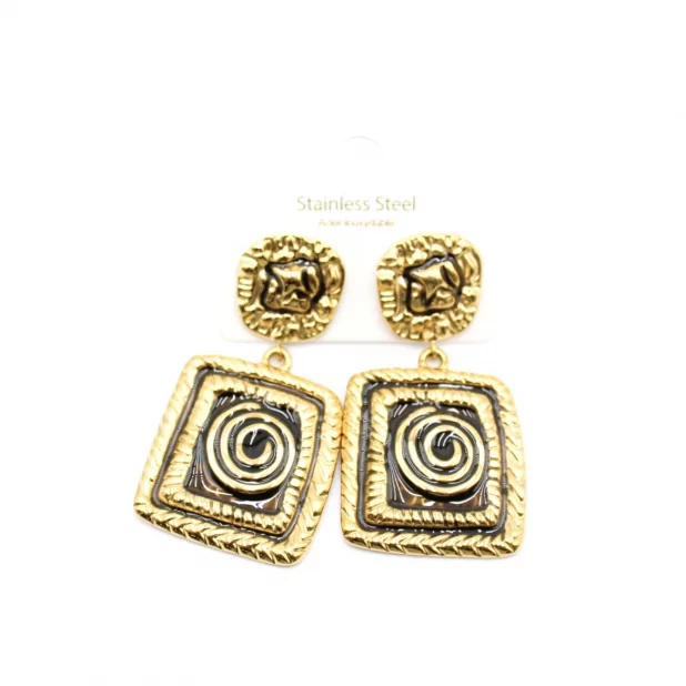 Boucle d'oreille acier - carré tourbillon