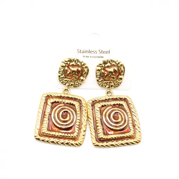 Boucle d'oreille acier - carré tourbillon