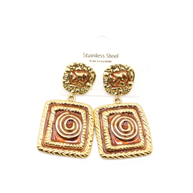 Boucle d'oreille acier - carré tourbillon