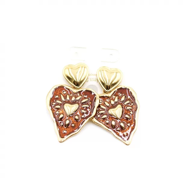 Boucle d'oreille acier - coeur émail