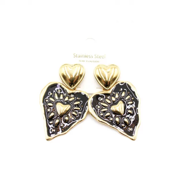 Boucle d'oreille acier - coeur émail