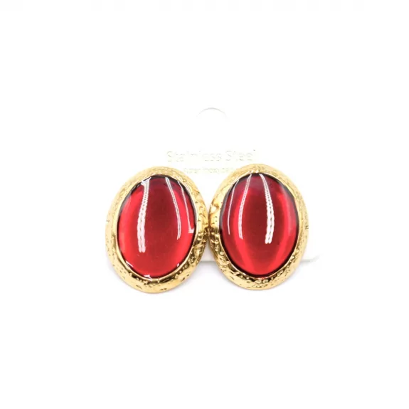 Boucle d'oreille acier - cabochon couleur