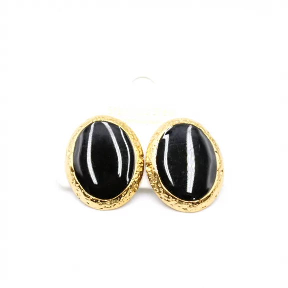 Boucle d'oreille acier - cabochon couleur