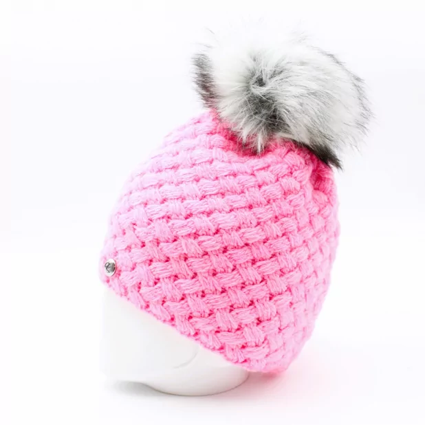 bonnet avec pompon synthétique