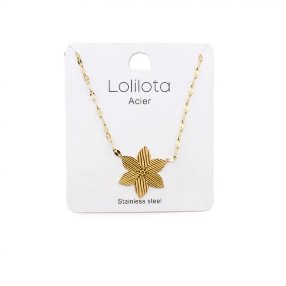 Collier acier - fleur