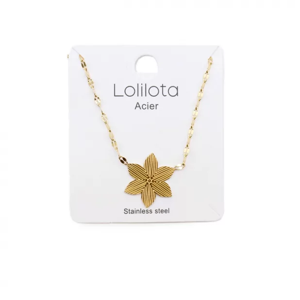 Collier acier - fleur