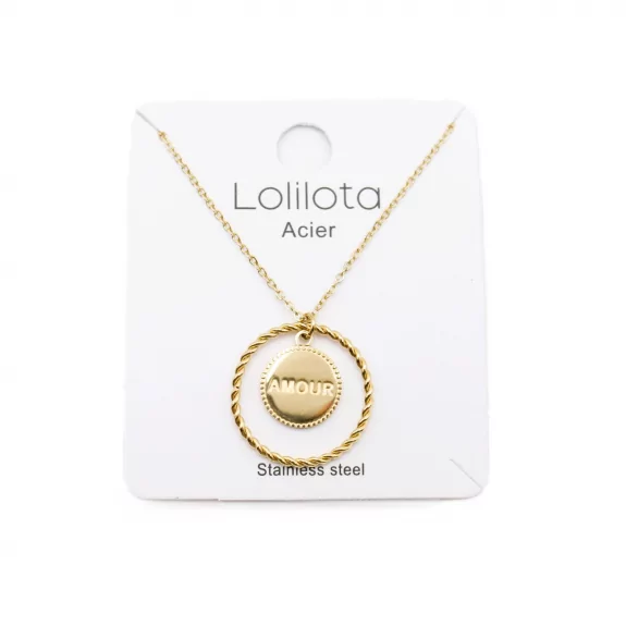 Collier acier - amour