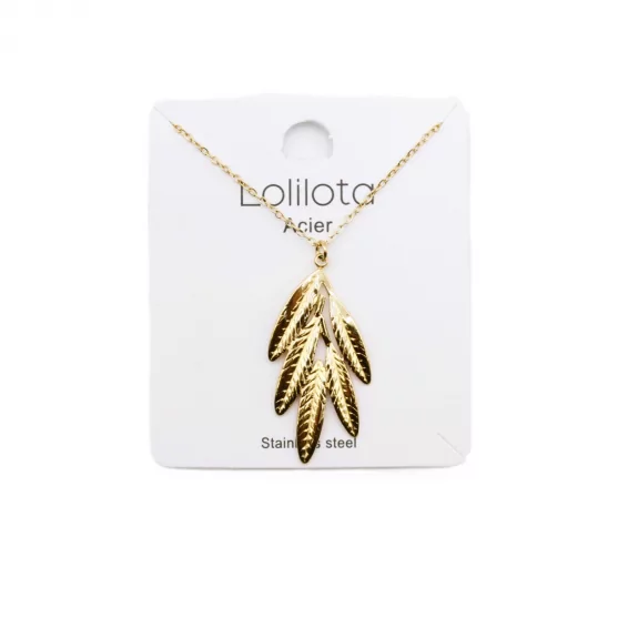 Collier acier - feuille