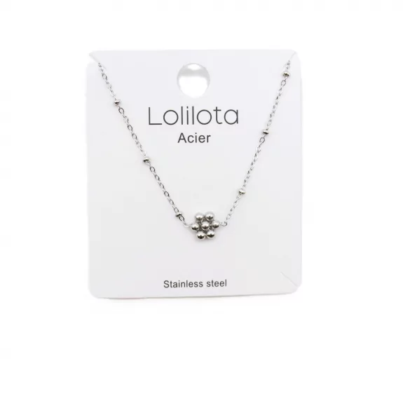 Collier acier - FLEUR EN PERLES