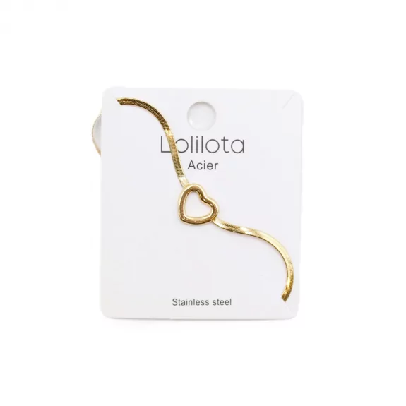 Bracelet acier - coeur maille plate