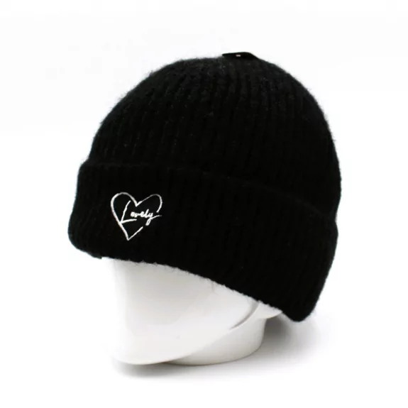 Bonnet tendance côtelé cœur - Lovely