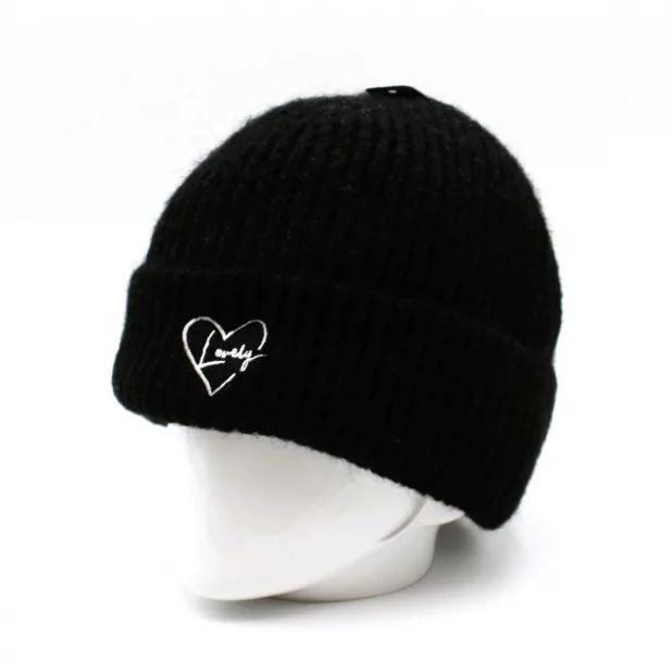 Bonnet tendance côtelé cœur - Lovely