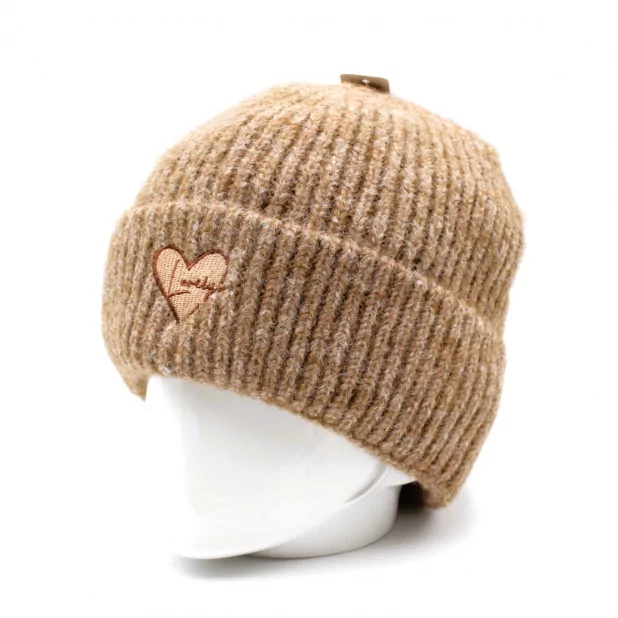 Bonnet tendance côtelé cœur - Lovely
